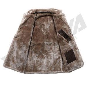 Chaqueta Larga de Cuero PU Negra para Hombre con Forro de Piel Sintética, Cuello en V, Cálida, Bordada, Resistente al Viento, Estilo Motero, Corte Ajustado, Abrigo de Invierno - Product Image 5
