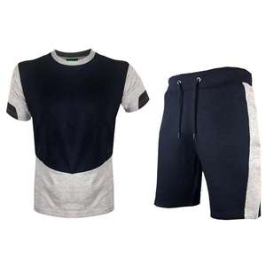 Ensemble deux pièces décontracté d'été pour hommes, vente en gros, avec short tricoté imprimé et t-shirts unis, séchage rapide et respirant - Product Image 4