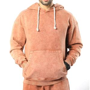 Conjunto Deportivo Unisex de Felpa Lavada al Ácido, Personalizado, 100% Algodón, Pantalones Deportivos Impermeables con Corte Acampanado, Sudadera con Capucha, Color Sólido, Grueso, para Invierno, Corte Regular, para Hombre - Product Image 2