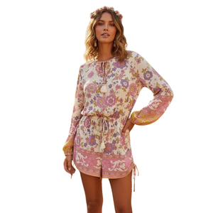 <b>Women</b> Printed Sleeveless Playsuit Set Casual Beach Wear - Product Image 1