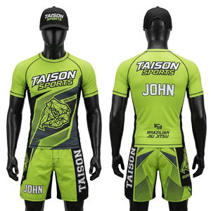 Ensemble Rashguard et Short BJJ en Polyester Spandex Premium 260 GSM, Design à Panneaux Blanc, Bleu Marine et Gris, Logo Personnalisé par Sublimation - Product Image 4