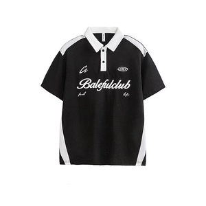 Camiseta Polo Holgada para Hombre, Casual, Estampada, 100% Algodón, Larga, con Patrón 3D Lavado, Transpirable, para Gimnasio - Product Image 2
