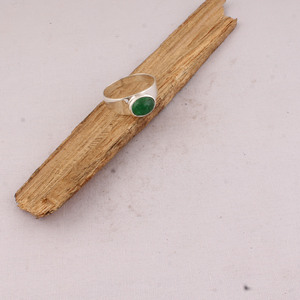 925 Sterling <b>Silver</b> Classic Party Green Emerald Quartz Oval Cabochon Gemstone Wide Band <b>Ring</b> for <b>Men</b> Women Wholesale Jewelry - Product Image 3