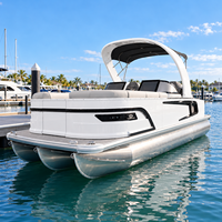 Bateau ponton de luxe en aluminium de 27 pieds, modèle OEM, pour loisirs familiaux, avec plancher en EVA, idéal pour les centres de villégiature et les croisières sur le lac.
