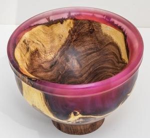 Bol en bois et résine époxy fait main par un artisan, sans BPA, compatible lave-vaisselle, idéal pour servir des salades de fruits, pièce maîtresse décorative, cadeau - Product Image 2