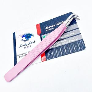 Pince à épiler d'extension de cils à pointe en microfibre rose durable en acier inoxydable solide pince à cils écologique - Product Image 4