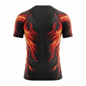 Men's MMA Full Sleeve Rash Guard Fire <b>Flame</b> Print Front Logo UPF50+ Quick Dry 160g Polyester Compression <b>Shirt</b> - Product Image 2