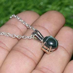 จี้แซฟไฟร์สีเขียววินเทจ แซฟไฟร์รูปดาวธรรมชาติ เงินแท้ 925 เครื่องประดับอัญมณี สร้อยคอสำหรับผู้หญิง - Product Image 2