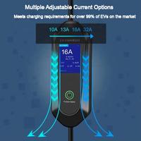 Vente directe d'usine, chargeur de véhicule électrique portable 16A 3,5KW Type 2, charge EV réglable avec prises adaptatrices EU et US
