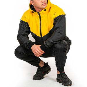 Blouson de motard à capuche pour homme, jaune et noir, imperméable, avec fermeture éclair sur le devant, en polyester, décontracté, pour l'automne - Product Image 6