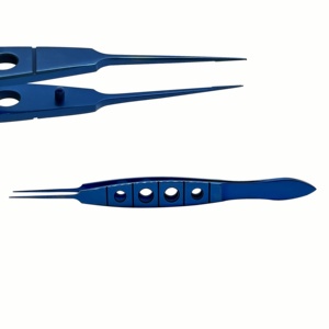 Pinces chirurgicales droites à dents bleues en titane de précision 110 mm, revêtement bleu, pour la chirurgie générale - Product Image 6