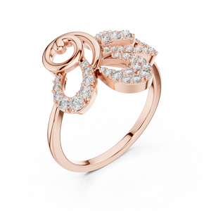 Luxury Diamond <b>Initial</b> Letter <b>Ring</b> in Rose Gold | Personalized Alphabet Statement <b>Ring</b> for Women Anniversary Gift - Product Image 3