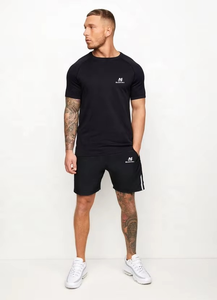 Conjunto de Camisetas Deportivas Negras para Hombre, Corte Ajustado, Cuello Redondo, Manga Corta, Secado Rápido, Tejido de Punto, Ropa Deportiva de Verano - Product Image 3