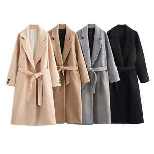 Elegante Abrigo Largo de Algodón y Lana, Chaqueta de Invierno, Corte Entallado, Gabardina de Moda para Mujer, Ropa Casual - Product Image 3