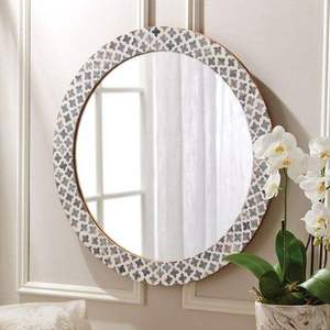 Miroir mural décoratif de style organique moderne, coquille foncée incrustée, taille personnalisée, miroir rond en nacre, fournisseur - Product Image 3