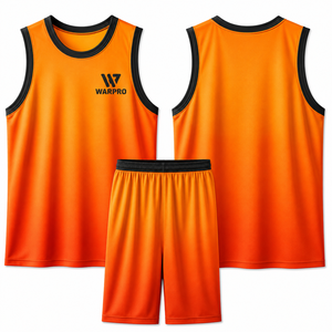 Conjunto Deportivo WARPRO Unisex Naranja, Camiseta sin Mangas y Pantalones Cortos, Poliéster que Absorbe la Humedad, Ropa de Baloncesto para Todas las Temporadas - Product Image 1