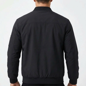 Men Bomber Jacket Full <b>Zip</b> Stand Collar Ribbed Cuffs Sleeve Pocket Lightweight Casual Streetwear Custom OEM/ODM Manufacturer - Product Image 3