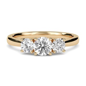แหวนมอสซาไนต์สามเม็ดทรงกลมแบบคลาสสิก ตัดแบบบริลเลียนท์ ทองคำขาว 14K ตัวเรือนแบบหนามเตย สำหรับผู้หญิง ใช้เป็นเครื่องประดับหมั้น - Product Image 1