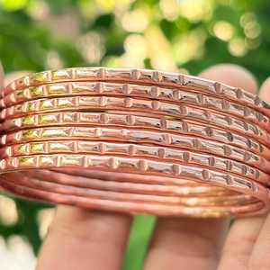 Belladec Handcrafted Textured <b>Copper</b> <b>Bangle</b> Set Stackable Artisan Bracelets Traditional Elegant Jewelry Boho Fashion Gift Women - Product Image 4
