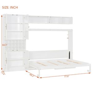 Lit Murphy pleine taille blanc avec canapé, étagères, ports USB et éclairage intégré - Product Image 5