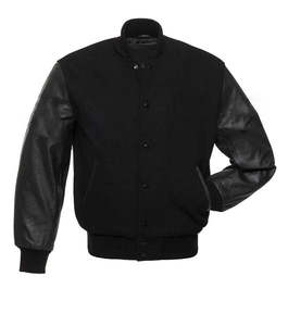 Custom Logo 3D Puff Embroidery Varsity Bomber Jacket Wholesale Heavy Fleece Stand Collar <b>Jumper</b> - Product Image 3
