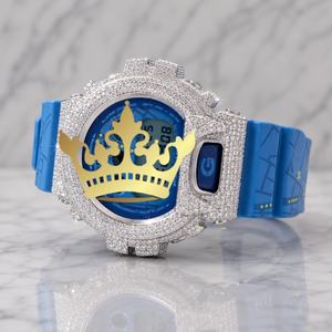 Reloj Digital de Lujo con Diamantes, Correa Azul, Diseño Completamente Adornado con Piedras, Venta al Por Mayor de Fábrica - Product Image 2