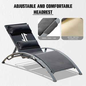 Ensemble de 2 chaises longues de piscine gris foncé, chaises longues de qualité supérieure - Product Image 5