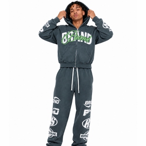 Ensemble sweat à capuche et jogging unisexe OEM/ODM personnalisé, délavé à l'acide, coupe ample, grande taille, style streetwear hiver, effet vieilli vintage - Product Image 6