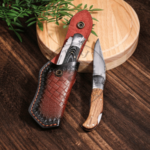 Handmade Industrial Grade Folding Pocket Knife Stainless Steel Blade <b>Drop</b> Point Wood Handle EDC Utility Survival Outdoor TARJ - Product Image 5