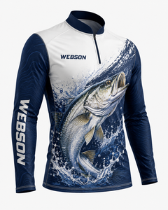 Chemise de pêche pour homme Webson à manches longues, impression par sublimation, séchage rapide, UPF 50, fermeture éclair, motif poisson rouge et noir, vente en gros - Product Image 6