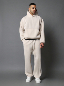 Conjunto de dos piezas de invierno vintage personalizado al por mayor: sudaderas con capucha de forro polar extragrandes y chándal de jogging para hombre - Product Image 1