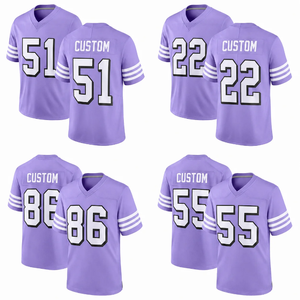 Camiseta de Fútbol Americano Morada para Hombre, Cuello en V, Manga Corta, Número y Nombre Personalizados, Uniforme de Equipo Transpirable - Product Image 5