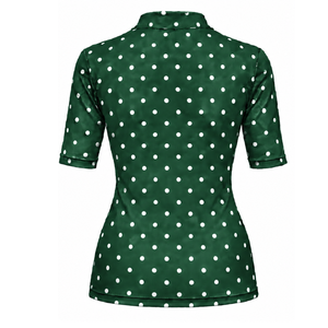 Camiseta de Manga Corta con Cuello Redondo y Estampado de Puntos Verde Bosque para Mujer, Ajustada, Elástica, Informal, a la Moda, Ropa de Verano al por Mayor - Product Image 2