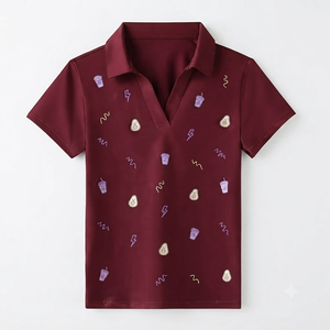 เสื้อเชิ้ตผู้หญิงทรงปกติ ขายส่ง เสื้อลำลอง ผ้าฝ้าย 100% แห้งเร็ว ระบายอากาศดี แขนสั้น ปกคอเสื้อพับได้ MOQ ต่ำ ใส่ได้ทั้งชายและหญิง - Product Image 6