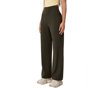 กางเกงโยคะขายส่งสำหรับผู้หญิง สีพื้น ทรงขาตรง กางเกงออกกำลังกาย สวมใส่สบาย ทรงขากว้าง - Product Image 1