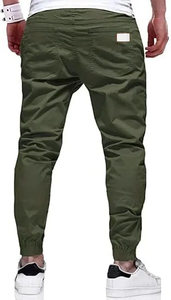 Pantalon de jogging décontracté pour homme avec taille élastique et poches latérales, en mélange respirant polyester-coton, poids moyen, style printemps - Product Image 4