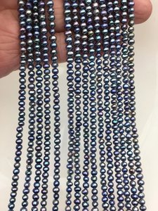 Perles d'eau douce AA Plus bleu profond noir paon 3,5-4 mm, perles de forme pomme de terre, haute brillance, brin lâche, pour la fabrication de bijoux, vente en gros, tendance - Product Image 3