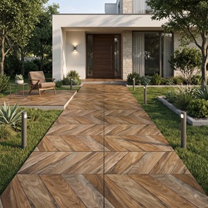 Azulejos de Porcelana Iroka Wenge de 600x600 mm, Aspecto de Madera, Color Marrón, para Interiores Residenciales y Comerciales - Product Image 5