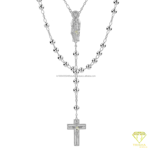 Collier de luxe en argent sterling 925 avec diamant Moissanite, chaîne cubaine et pendentif croix perlé, bijoux hip-hop en gros - Product Image 5
