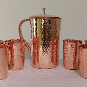 Jarra de Cobre para Agua, Jarra Decorativa para Servir Agua en Fiestas, Fabricada en India - Product Image 1
