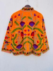 Veste bohème en velours brodé 100% coton, col mandarin, manches longues, motif floral, coupe ample, toutes saisons, broderie à la main - Product Image 6