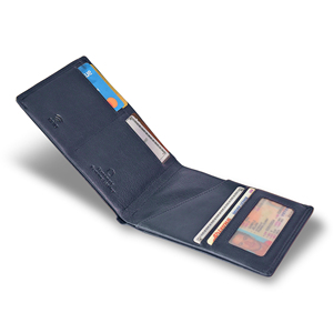 Elegant Navy Blue Genuine Leather <b>Mens</b> <b>RFID</b> Shield <b>Wallet</b> Chain Style Waterproof Card Storage Bifold <b>Wallet</b> Premium Handcrafted - Product Image 3