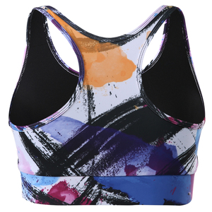 Sublimation Print Breathable Plus Size High Support Racerback Yoga Bra Quick Dry Lightweight Spandex/Polyester Rhinestone - Product Image 4