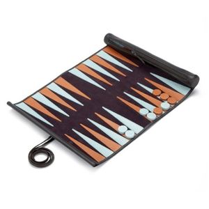 Jeu de backgammon de luxe personnalisé en cuir enroulable, jeu de backgammon de voyage portable en daim, jeu de société classique en gros - Product Image 1