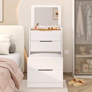 Set di trucco 3-in-1 per il trucco con specchio a Flip luce 3-colore per illuminazione in vetro a vista panca portaoggetti per 3 cassetti - Product Image 5