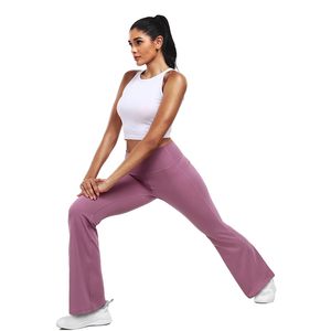 Pantalon de sport évasé respirant pour femme, couleur rose, grande taille, séchage rapide, leggings de course évasés pour femme - Product Image 6