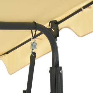 Dondolo da Giardino Grande in Acciaio Verniciato a Polvere Bianco Crema con Seduta in Poliestere per Patio - Product Image 5