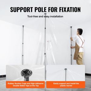 Sistema Barriera Antipolvere da 3 Metri con 4 Pali Telescopici, Borsa per il Trasporto e Telo in Plastica per la Protezione dalle Polveri nell'Edilizia - Product Image 6
