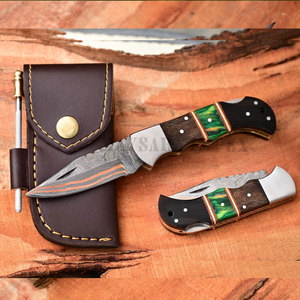 Cuchillo Plegable de Cobre Damasco Hecho a Mano de Primera Calidad, Cuchillo de Bolsillo con Patrón de Ondas, Logotipo Personalizado Grabado, Cuchillo EDC para Supervivencia, Camping y Caza - Product Image 5