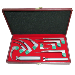 Jamso Industries Anesthesia Fiber Optic Laryngoscope Set 9 Blades <b>Mac</b> Miller Style 2 Handles CE Certified Manual ENT Instrument - Product Image 2